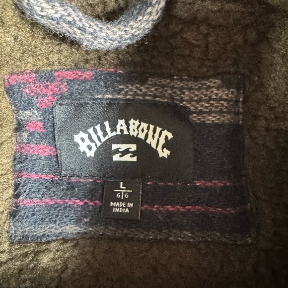 NWT Billabong Barlow Sherpa Shacket Black Red Southwest Boho Men’s L Retail $140 - Picture 4 of 7